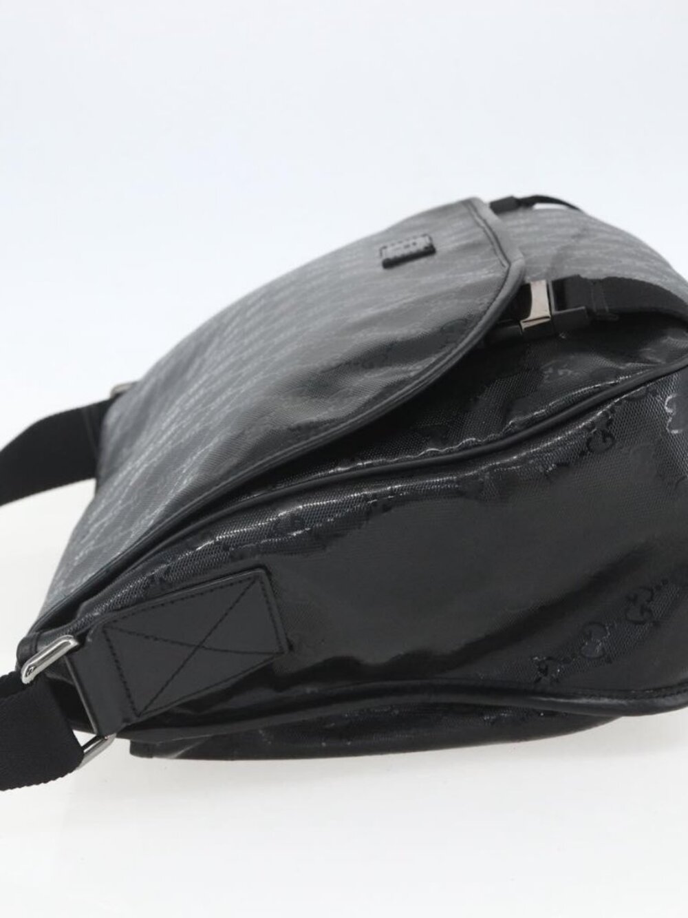Authentic GUCCI GG implementation Bag Coated Canvas Black Silver 201725 - Picture 10 of 16